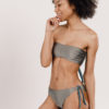 Reversible silver two-piece swimsuit