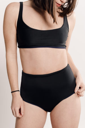 Reversible black two-piece swimsuit