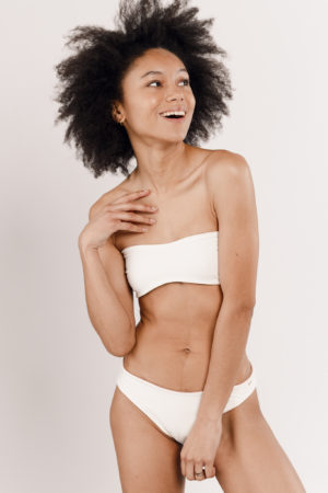 Reversible white two-piece swimsuit